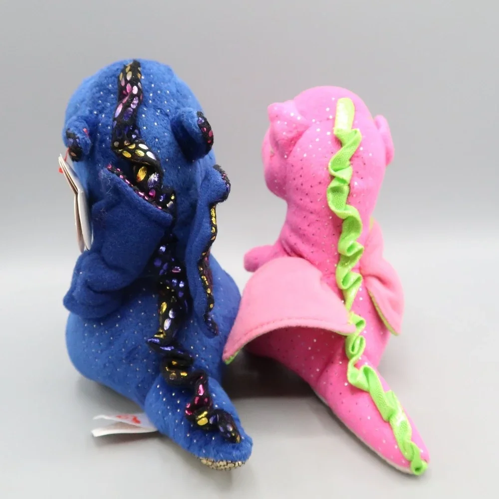 Ty Beanie Boos Darla Pink & Saffire Dragon Pair 6